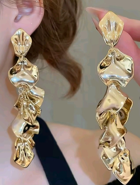 Anthropologie Jewelry - Sculpted Gold Cascade Earrings